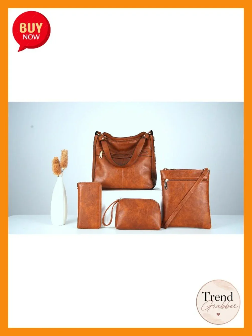 4 Piece Hobo Handbag Set with Crossbody Bag Wallet Coin Purse Faux Leather